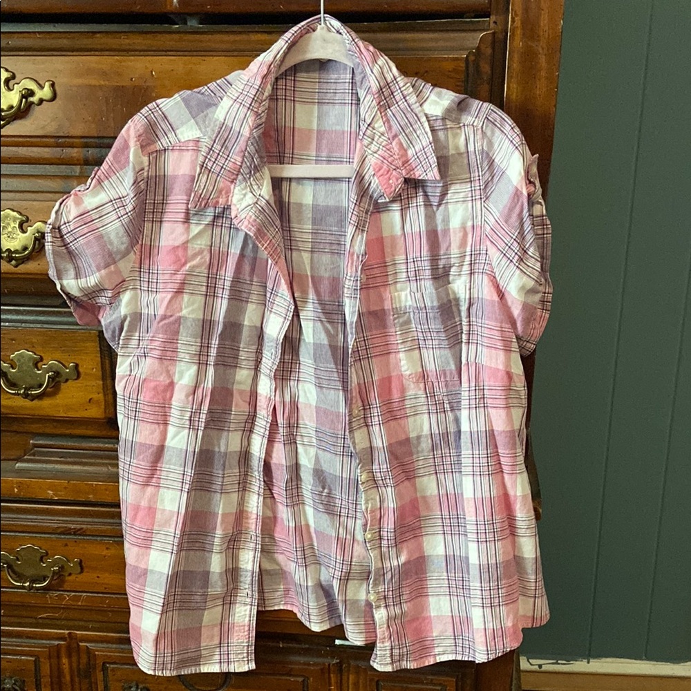 Pink and Purple Plaid Short Sleeve Shirt